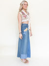 Patchwork Floral Vest Lace Ruffle Vest Top Tie Waist