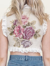 Patchwork Floral Vest Lace Ruffle Vest Top Tie Waist