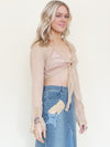 Sequin Silk Blouse Chiffon Taupe Gold Crop Blouse Vintage Y2k Tie Waist