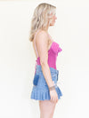 Pink Lace Bodysuit Floral Lace Boho Hand Dyed Bustier Bodysuit