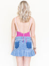 Pink Lace Bodysuit Floral Lace Boho Hand Dyed Bustier Bodysuit