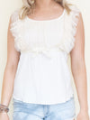 Ivory Ruffle Sleeve Blouse Vintage 2000's Tie Waist