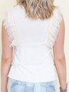 Ivory Ruffle Sleeve Blouse Vintage 2000's Tie Waist
