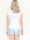 Ivory Ruffle Sleeve Blouse Vintage 2000's Tie Waist