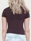 Brown Turtleneck Roll Neck Vintage Y2k Sweater Cap Sleeve Blouse