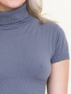 Gray Roll Neck Blouse Vintage Y2k Sweater Cap Sleeve Bodycon