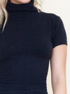 Black Turtleneck Roll Neck Blouse Cap Sleeve Blouse Vintage Y2k