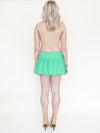 Beaded Sequin Low Rise Mini Skirt Green Gold Mesh Ruffle Skirt