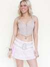Pink Beaded Sequin Mini Skirt Low Rise Ruffle Pink Skirt Vintage Y2k