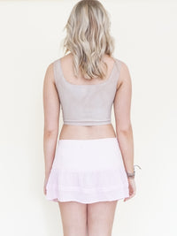Pink Beaded Sequin Mini Skirt Low Rise Ruffle Pink Skirt Vintage Y2k