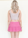 Beaded Sequin Mini Skirt Pink Hand Dyed Low Rise Skirt