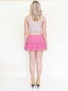 Beaded Sequin Mini Skirt Pink Hand Dyed Low Rise Skirt