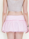 Beaded Sequin Skirt Low Rise Mini Skirt Pink Mesh Iridescent Ruffles