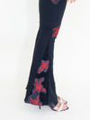 Rose Patchwork Jeans Flared Bell Bottom Boho Denim Jeans Low Rise Floral Jeans