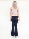 Rose Patchwork Jeans Flared Bell Bottom Boho Denim Jeans Low Rise Floral Jeans