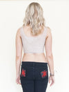 Rose Patchwork Jeans Flared Bell Bottom Boho Denim Jeans Low Rise Floral Jeans