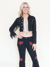 Rose Patchwork Jeans Flared Bell Bottom Boho Denim Jeans Low Rise Floral Jeans