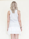 Linen Silk Ruffle Mini Dress Pocket Tie Waist White Mini Dress