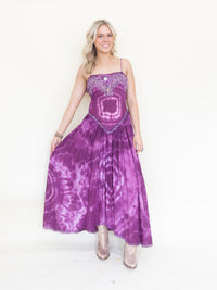 Desert Rose Tie Dye Lace Maxi Dress Corset Style Boho Hippie Dress Low Back