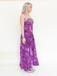 Desert Rose Tie Dye Lace Maxi Dress Corset Style Boho Hippie Dress Low Back