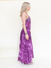 Desert Rose Tie Dye Lace Maxi Dress Corset Style Boho Hippie Dress Low Back