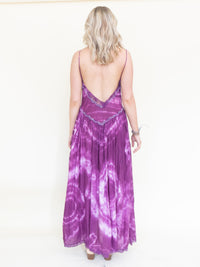 Desert Rose Tie Dye Lace Maxi Dress Corset Style Boho Hippie Dress Low Back