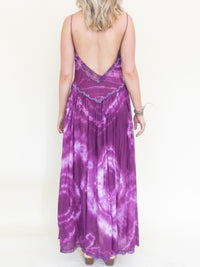 Desert Rose Tie Dye Lace Maxi Dress Corset Style Boho Hippie Dress Low Back