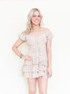 Corset Ruffle Dress Off The Shoulder Boho Mini Dress Cinched Waist