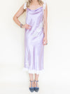 Cowl Neck Lace Satin Slip Dress Vintage Patchwork Floral Lace Mesh Floral Midi Dress