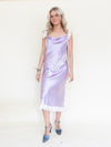 Cowl Neck Lace Satin Slip Dress Vintage Patchwork Floral Lace Mesh Floral Midi Dress