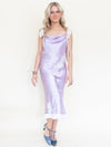 Cowl Neck Lace Satin Slip Dress Vintage Patchwork Floral Lace Mesh Floral Midi Dress