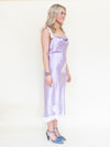 Cowl Neck Lace Satin Slip Dress Vintage Patchwork Floral Lace Mesh Floral Midi Dress