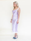 Cowl Neck Lace Satin Slip Dress Vintage Patchwork Floral Lace Mesh Floral Midi Dress