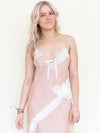 Silk Lace Slip Dress Vintage Patchwork Floral Lace Bias Cut