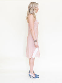 Silk Lace Slip Dress Vintage Patchwork Floral Lace Bias Cut