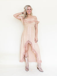 Ruffle Lace Corset Dress Off The Shoulder Upcycled Asymmetric Dress