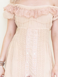 Ruffle Lace Corset Dress Off The Shoulder Upcycled Asymmetric Dress