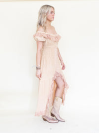 Ruffle Lace Corset Dress Off The Shoulder Upcycled Asymmetric Dress