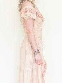 Ruffle Lace Corset Dress Off The Shoulder Upcycled Asymmetric Dress