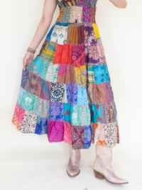Patchwork Ruffle Summer Dress Hippie Boho Floral Dress Tie Shoulder