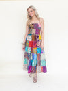 Patchwork Ruffle Summer Dress Hippie Boho Floral Dress Tie Shoulder