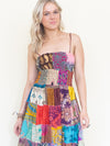 Patchwork Ruffle Summer Dress Hippie Boho Floral Dress Tie Shoulder