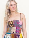 Patchwork Ruffle Summer Dress Hippie Boho Floral Dress Tie Shoulder