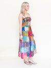 Patchwork Ruffle Summer Dress Hippie Boho Floral Dress Tie Shoulder
