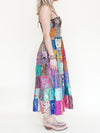 Patchwork Ruffle Summer Dress Hippie Boho Floral Dress Tie Shoulder