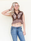 Patchwork Vest Boho Lace Ruffle Vest Sleeveless Cropped Hand Dyed