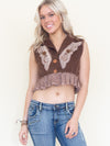 Patchwork Vest Boho Lace Ruffle Vest Sleeveless Cropped Hand Dyed