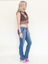 Patchwork Vest Boho Lace Ruffle Vest Sleeveless Cropped Hand Dyed