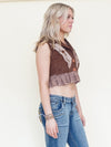 Patchwork Vest Boho Lace Ruffle Vest Sleeveless Cropped Hand Dyed