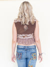 Patchwork Vest Boho Lace Ruffle Vest Sleeveless Cropped Hand Dyed